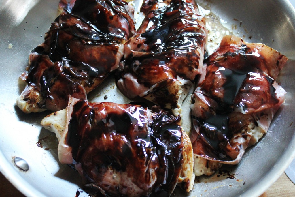 Prosciutto Wrapped Chicken with Balsamic Reduction
