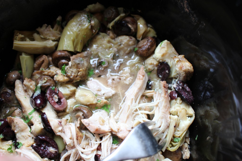 Crockpot Lemon Garlic Chicken with Artichokes and Fresh Herbs