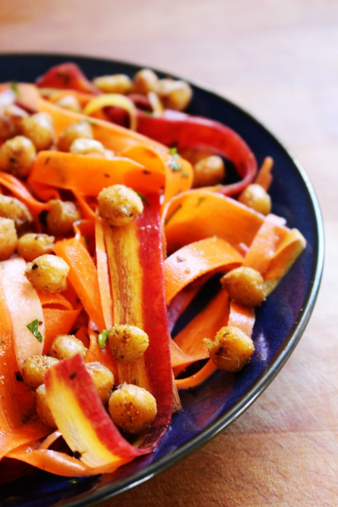 Carrot Salad with Coriander Spiced Crispy Chickpeas