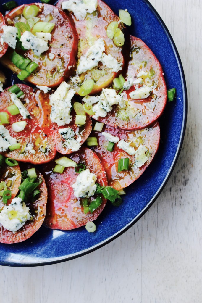 Heirloom Tomato Salad with Blue Cheese and Green Onions