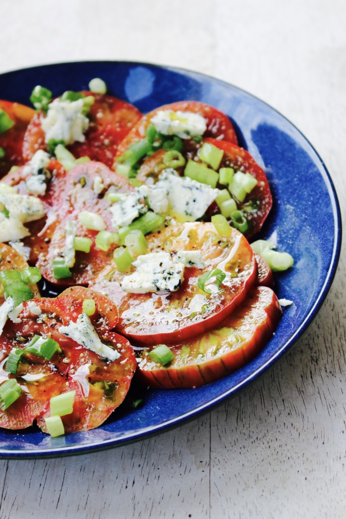 Heirloom Tomato Salad with Blue Cheese and Green Onions