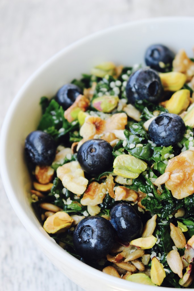 Chopped Nutty Kale Salad with Blueberries