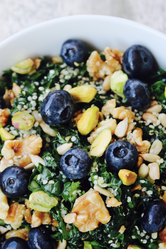 Chopped Nutty Kale Salad with Blueberries