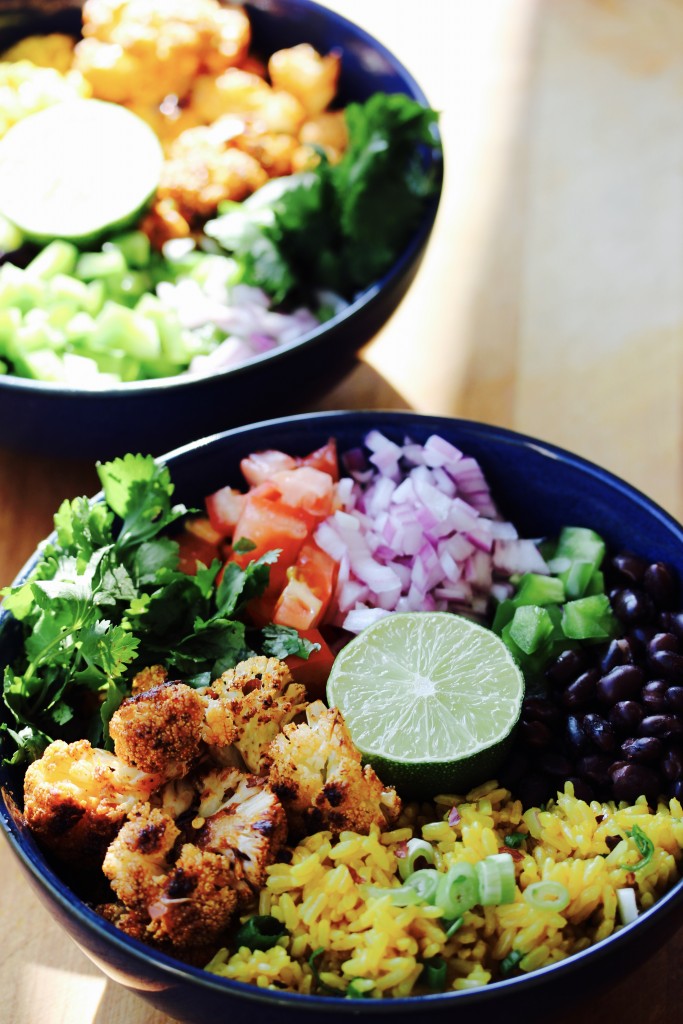 Golden Rice Bowl with Spicy Cauliflower and Black Beans