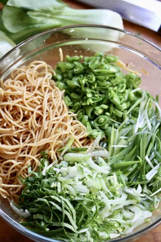 Sesame Noodles with Snow Peas and Bok Choy – The Sea Salt
